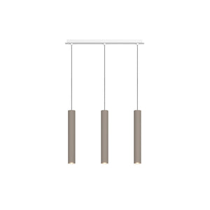 Lampadario Industrial-Minimal Xeana Metallo Bianco Marrone 3 Luci Gu10