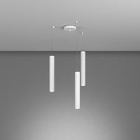 Lampadario Industrial-Minimal Xeana Metallo Bianco 3 Luci Gu10