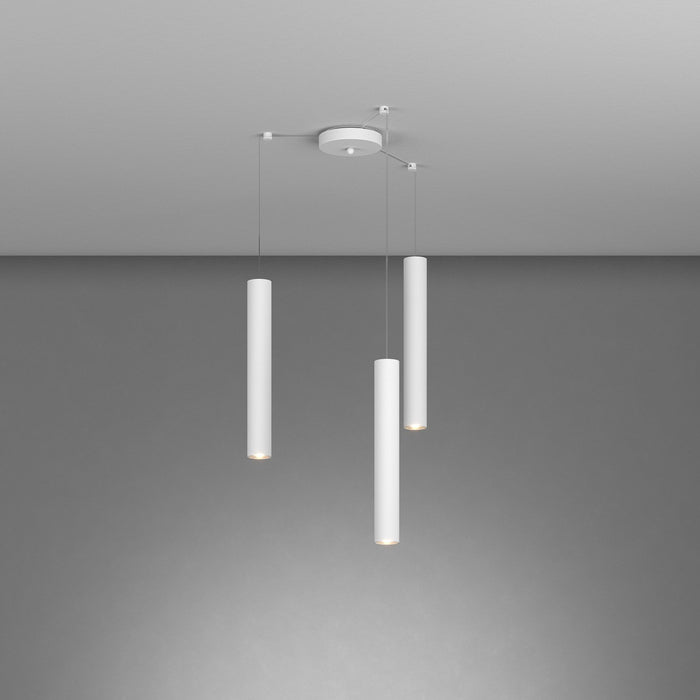 Lampadario Industrial-Minimal Xeana Metallo Bianco 3 Luci Gu10