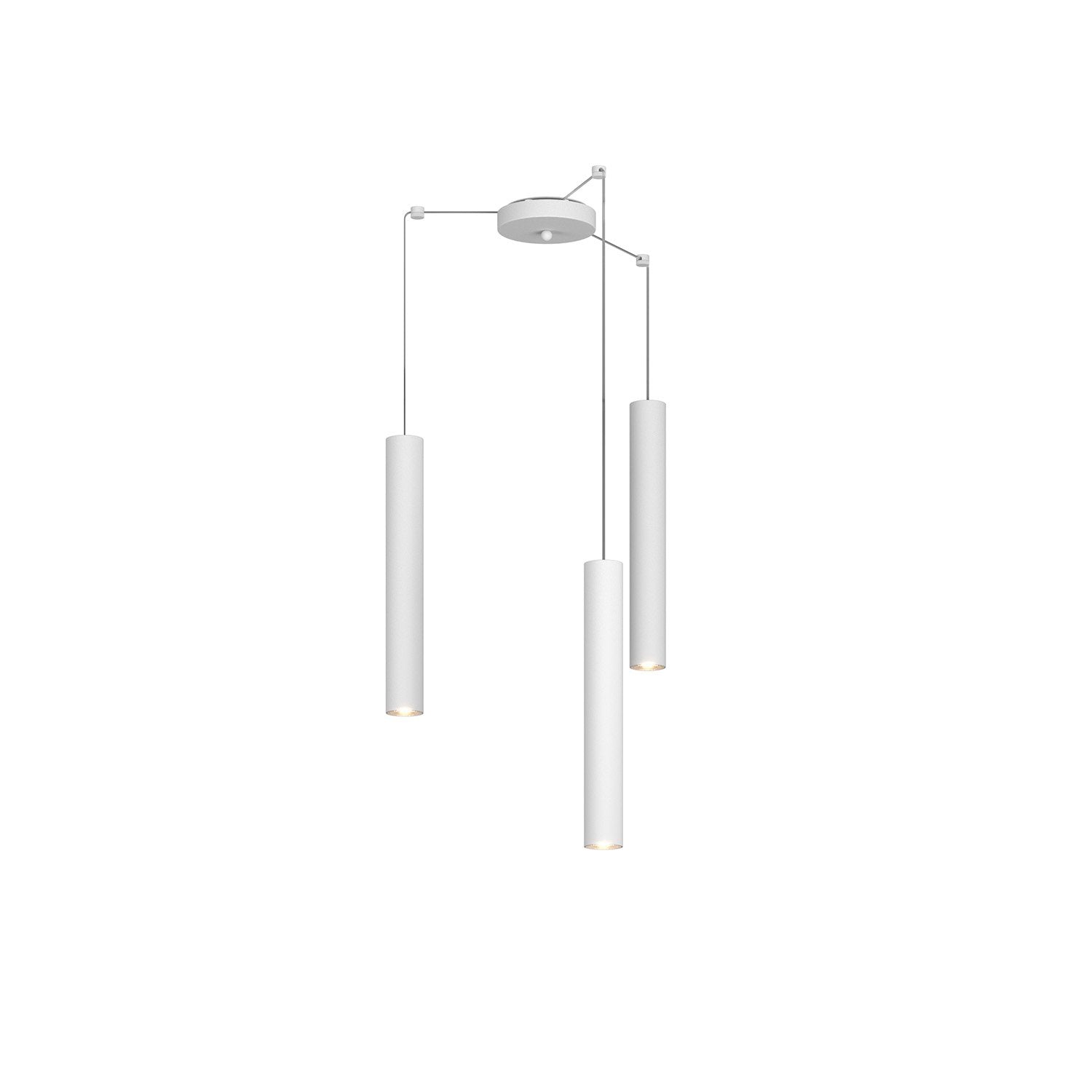 Lampadario Industrial-Minimal Xeana Metallo Bianco 3 Luci Gu10