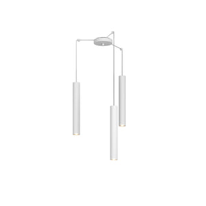 Lampadario Industrial-Minimal Xeana Metallo Bianco 3 Luci Gu10