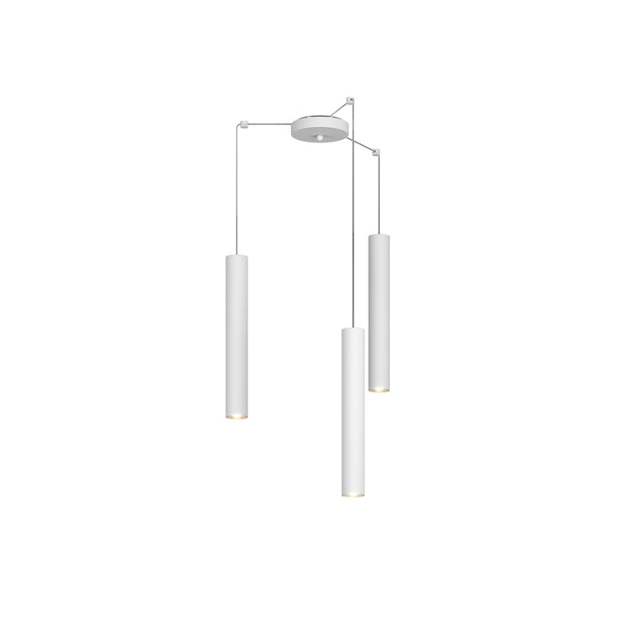 Lampadario Industrial-Minimal Xeana Metallo Bianco 3 Luci Gu10