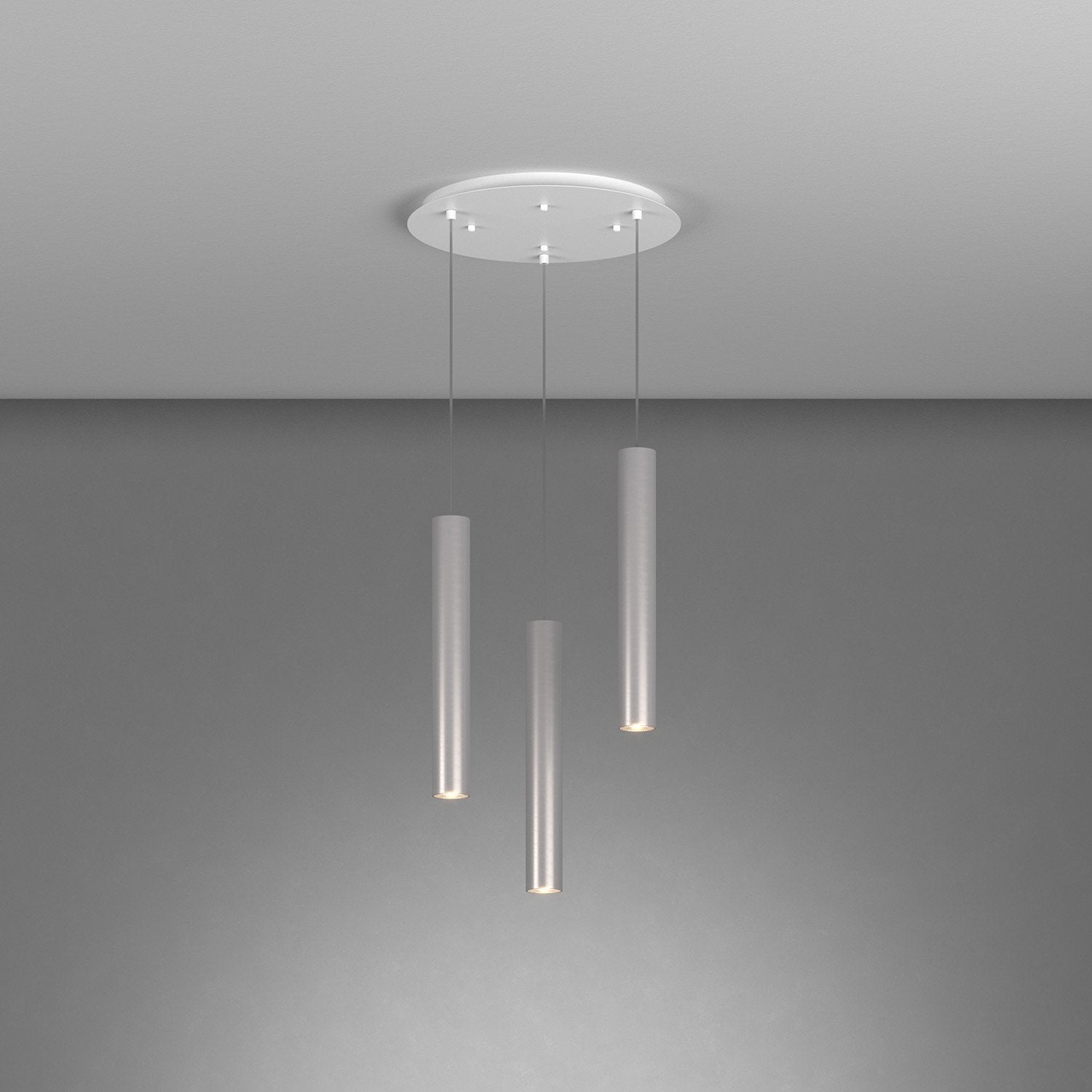 Lampadario Tondo Industrial-Minimal Xeana Metallo Bianco Alluminio 3 Luci Gu10