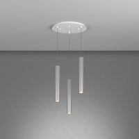 Lampadario Tondo Industrial-Minimal Xeana Metallo Bianco Alluminio 3 Luci Gu10