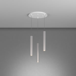 Lampadario Tondo Industrial-Minimal Xeana Metallo Bianco Alluminio 3 Luci Gu10