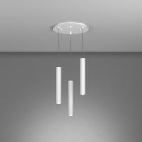 Lampadario Tondo Industrial-Minimal Xeana Metallo Bianco 3 Luci Gu10