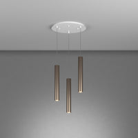 Lampadario Tondo Industrial-Minimal Xeana Metallo Bianco Bronzo 3 Luci Gu10