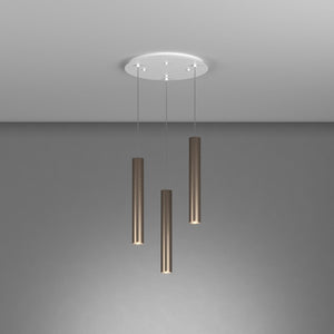 Lampadario Tondo Industrial-Minimal Xeana Metallo Bianco Bronzo 3 Luci Gu10