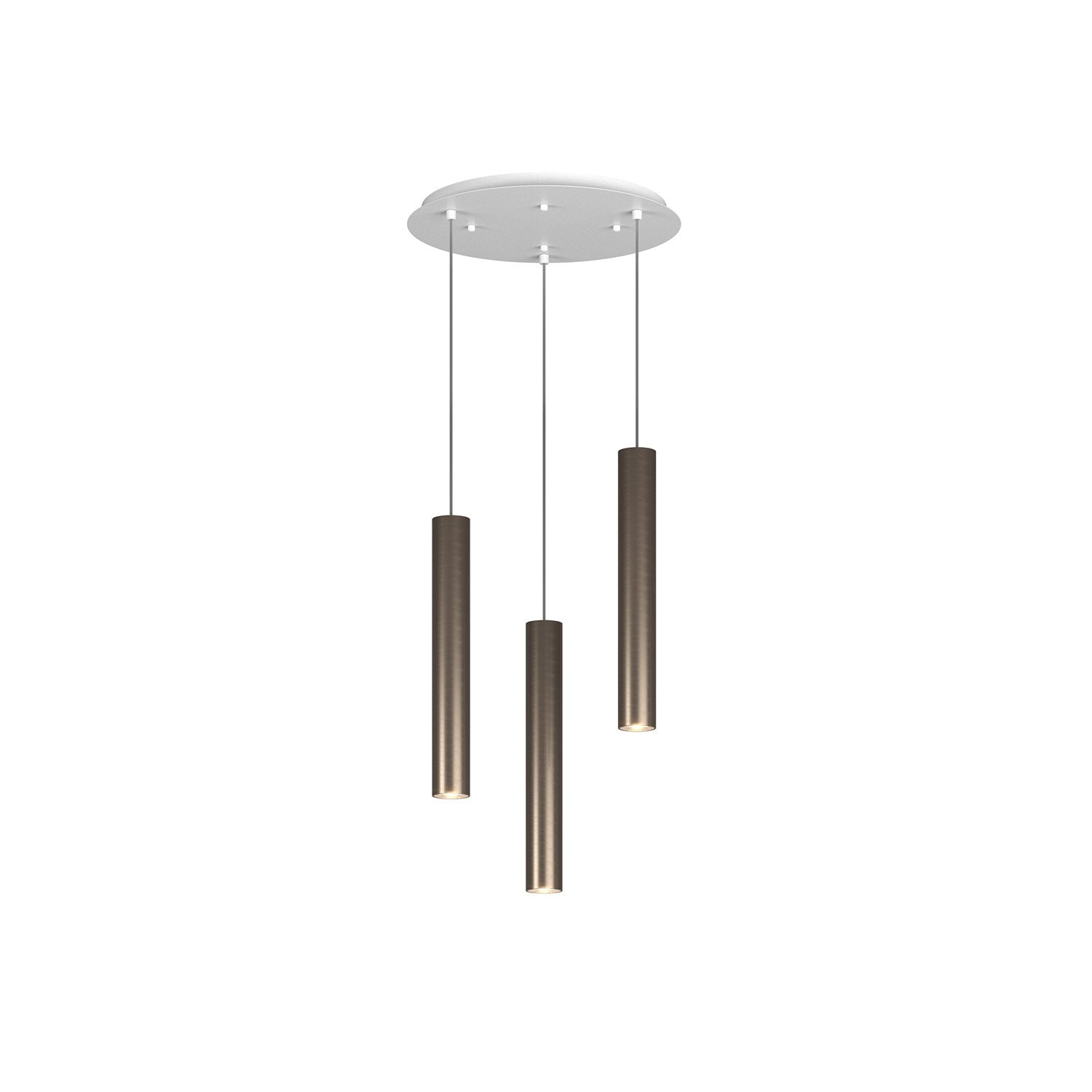 Lampadario Tondo Industrial-Minimal Xeana Metallo Bianco Bronzo 3 Luci Gu10