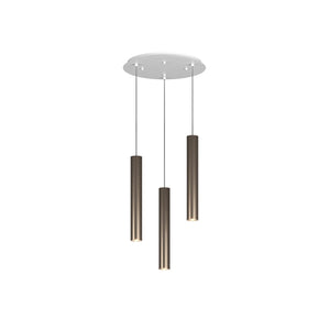 Lampadario Tondo Industrial-Minimal Xeana Metallo Bianco Bronzo 3 Luci Gu10