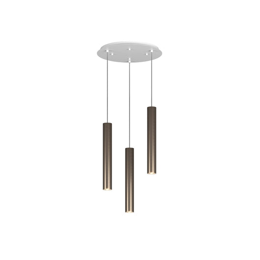 Lampadario Tondo Industrial-Minimal Xeana Metallo Bianco Bronzo 3 Luci Gu10
