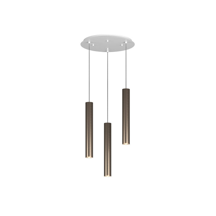Lampadario Tondo Industrial-Minimal Xeana Metallo Bianco Bronzo 3 Luci Gu10