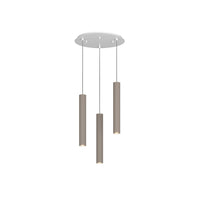 Lampadario Tondo Industrial-Minimal Xeana Metallo Bianco Marrone 3 Luci Gu10