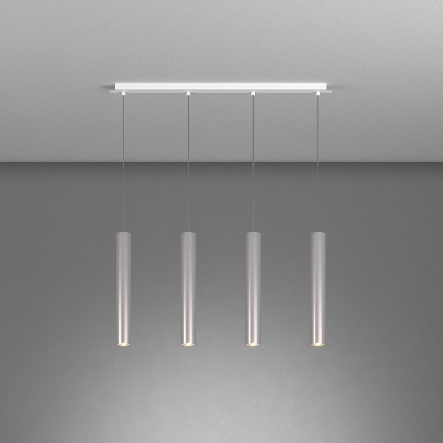 Lampadario Industrial-Minimal Xeana Metallo Bianco Alluminio 4 Luci Gu10