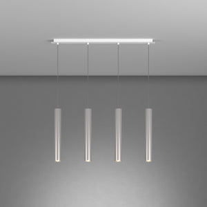 Lampadario Industrial-Minimal Xeana Metallo Bianco Alluminio 4 Luci Gu10