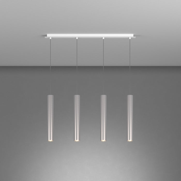 Lampadario Industrial-Minimal Xeana Metallo Bianco Alluminio 4 Luci Gu10