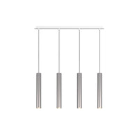 Lampadario Industrial-Minimal Xeana Metallo Bianco Alluminio 4 Luci Gu10