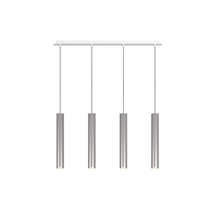 Lampadario Industrial-Minimal Xeana Metallo Bianco Alluminio 4 Luci Gu10