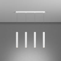 Lampadario Rettangolare Industrial-Minimal Xeana Metallo Bianco 4 Luci Gu10