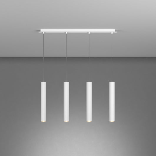 Lampadario Rettangolare Industrial-Minimal Xeana Metallo Bianco 4 Luci Gu10