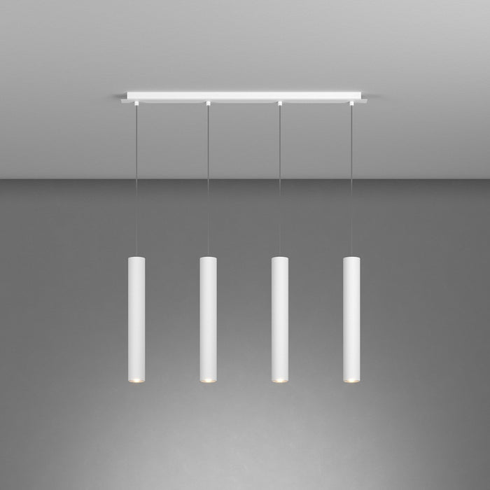 Lampadario Rettangolare Industrial-Minimal Xeana Metallo Bianco 4 Luci Gu10