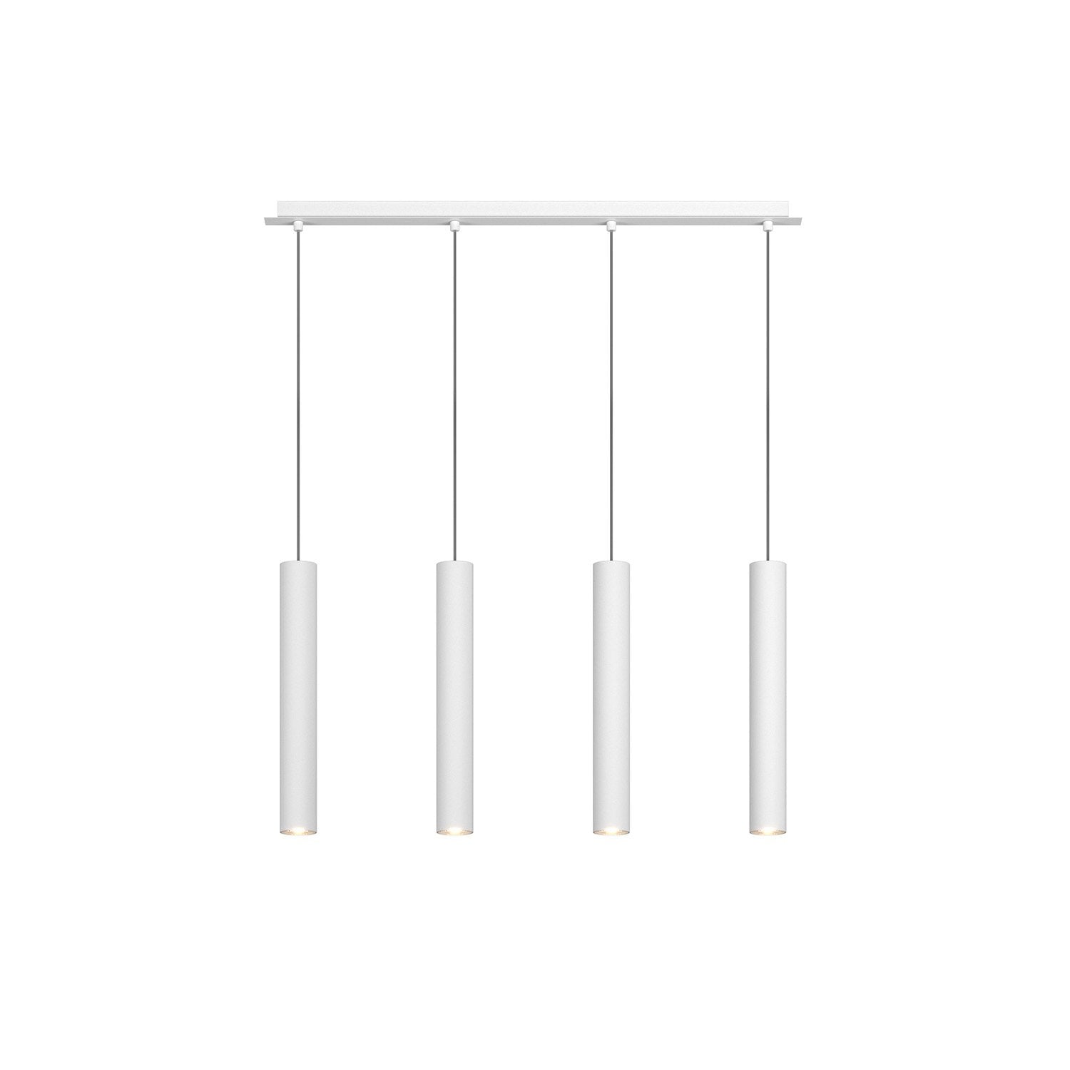 Lampadario Rettangolare Industrial-Minimal Xeana Metallo Bianco 4 Luci Gu10