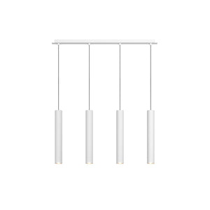 Lampadario Rettangolare Industrial-Minimal Xeana Metallo Bianco 4 Luci Gu10