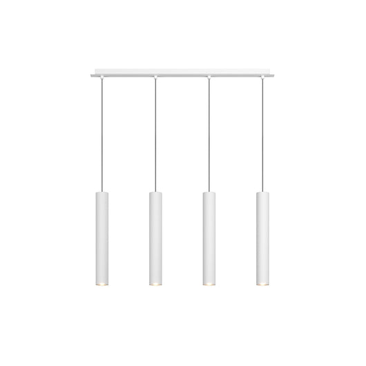 Lampadario Rettangolare Industrial-Minimal Xeana Metallo Bianco 4 Luci Gu10