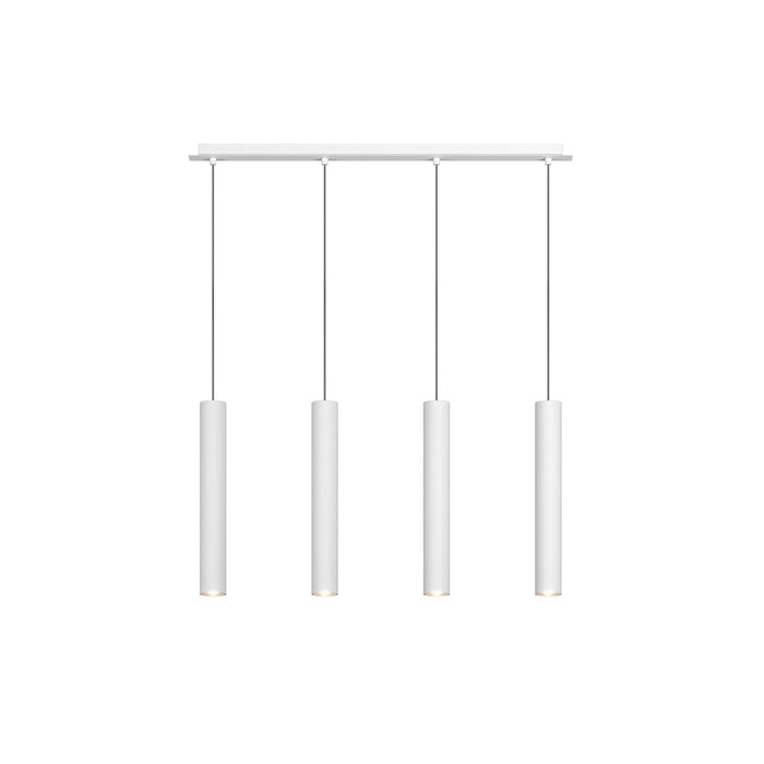 Lampadario Rettangolare Industrial-Minimal Xeana Metallo Bianco 4 Luci Gu10