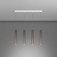 Lampadario Industrial-Minimal Xeana Metallo Bianco Bronzo 4 Luci Gu10