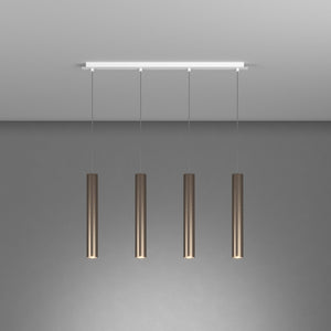 Lampadario Industrial-Minimal Xeana Metallo Bianco Bronzo 4 Luci Gu10