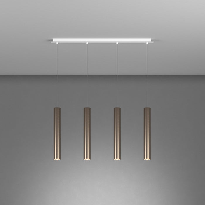 Lampadario Industrial-Minimal Xeana Metallo Bianco Bronzo 4 Luci Gu10