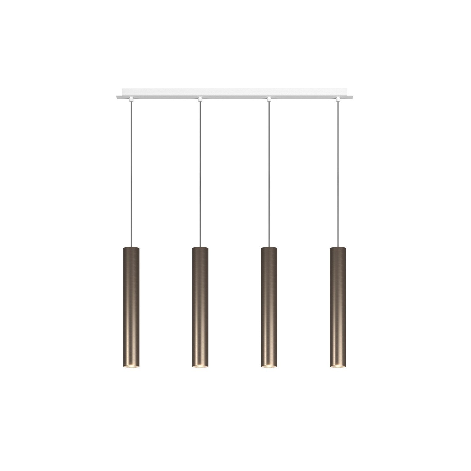 Lampadario Industrial-Minimal Xeana Metallo Bianco Bronzo 4 Luci Gu10