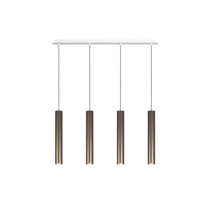 Lampadario Industrial-Minimal Xeana Metallo Bianco Bronzo 4 Luci Gu10
