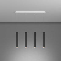 Lampadario Industrial-Minimal Xeana Metallo Bianco Nero 4 Luci Gu10