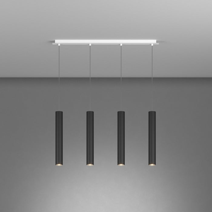 Lampadario Industrial-Minimal Xeana Metallo Bianco Nero 4 Luci Gu10