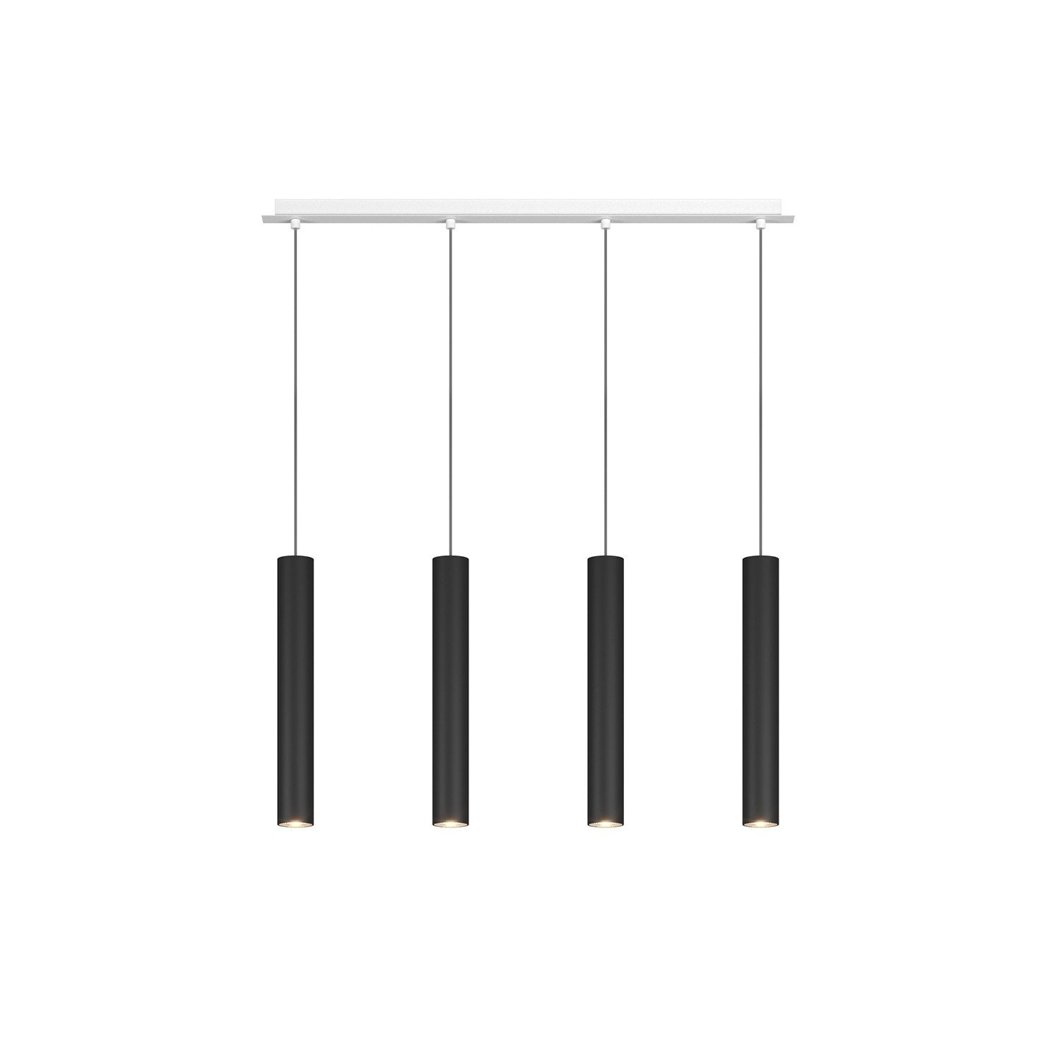 Lampadario Industrial-Minimal Xeana Metallo Bianco Nero 4 Luci Gu10
