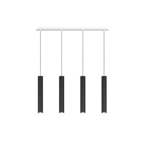 Lampadario Industrial-Minimal Xeana Metallo Bianco Nero 4 Luci Gu10