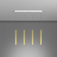 Lampadario Industrial-Minimal Xeana Metallo Bianco Ottone 4 Luci Gu10