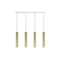 Lampadario Industrial-Minimal Xeana Metallo Bianco Ottone 4 Luci Gu10