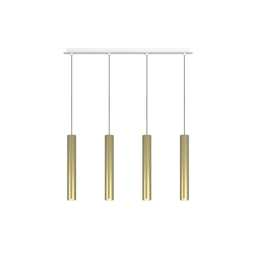 Lampadario Industrial-Minimal Xeana Metallo Bianco Ottone 4 Luci Gu10