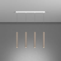 Lampadario Industrial-Minimal Xeana Metallo Bianco Marrone 4 Luci Gu10