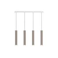 Lampadario Industrial-Minimal Xeana Metallo Bianco Marrone 4 Luci Gu10