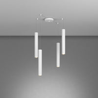 Lampadario Industrial-Minimal Xeana Metallo Bianco 4 Luci Gu10