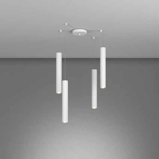 Lampadario Industrial-Minimal Xeana Metallo Bianco 4 Luci Gu10