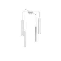 Lampadario Industrial-Minimal Xeana Metallo Bianco 4 Luci Gu10