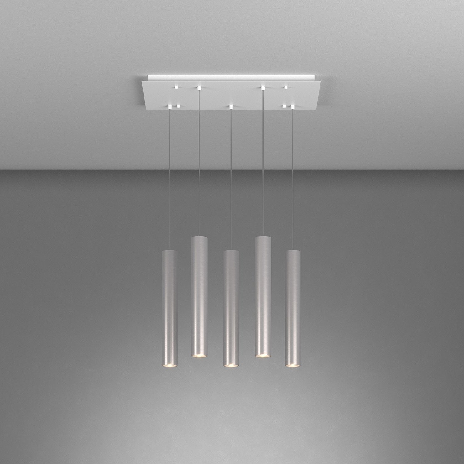 Lampadario Industrial-Minimal Xeana Metallo Bianco Alluminio 5 Luci Gu10