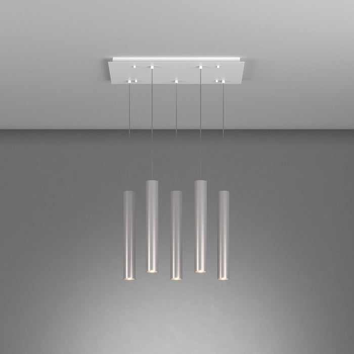 Lampadario Industrial-Minimal Xeana Metallo Bianco Alluminio 5 Luci Gu10