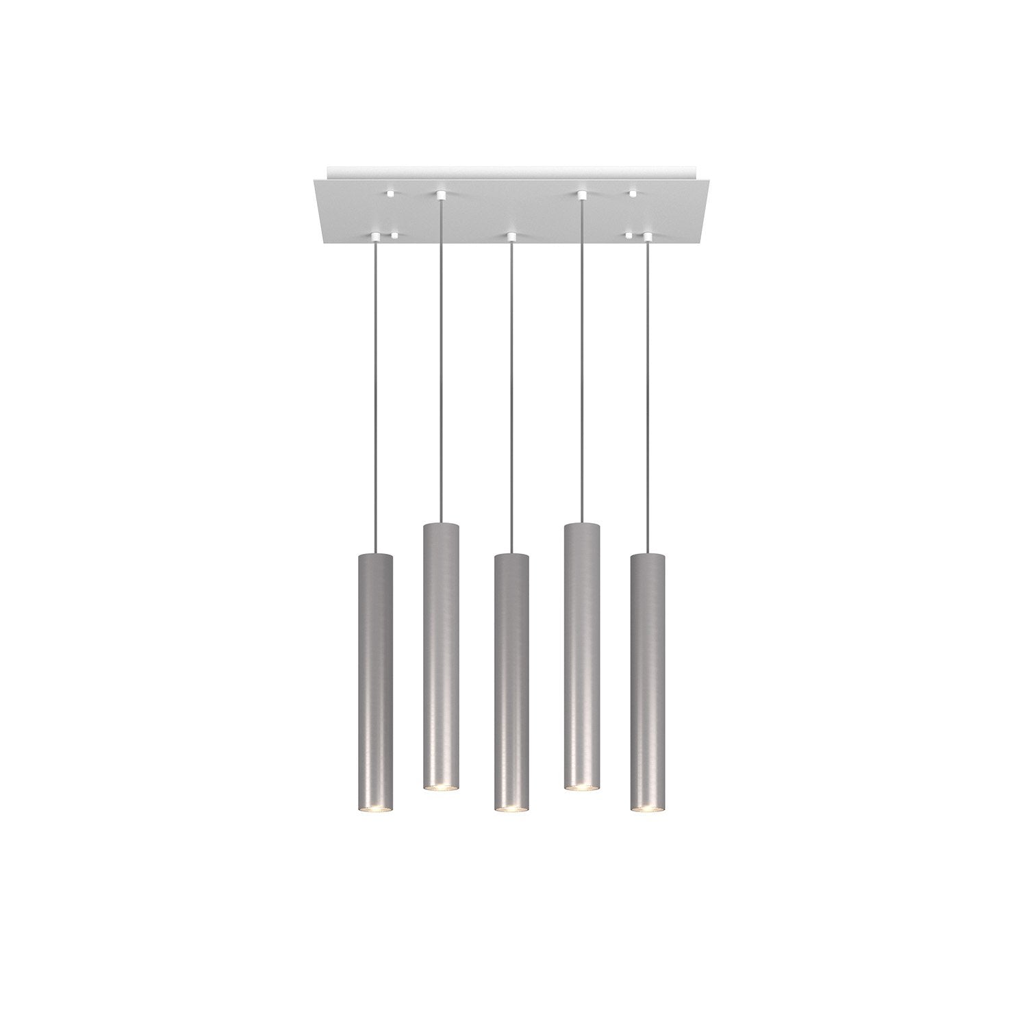 Lampadario Industrial-Minimal Xeana Metallo Bianco Alluminio 5 Luci Gu10