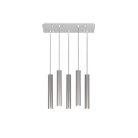 Lampadario Industrial-Minimal Xeana Metallo Bianco Alluminio 5 Luci Gu10